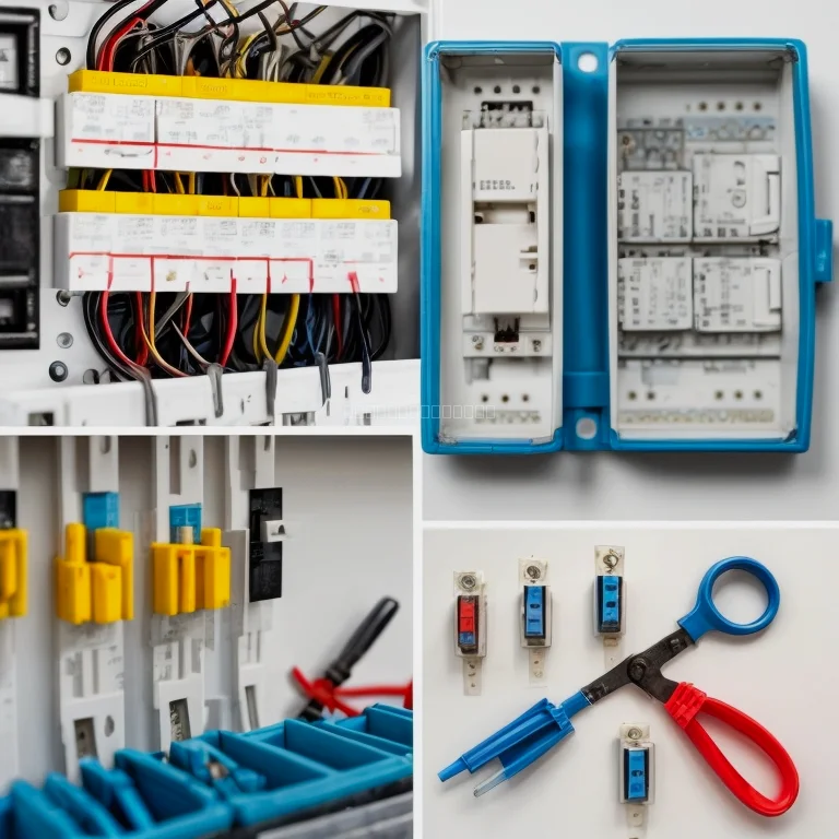 Electricista revisando tablero eléctrico en casa moderna